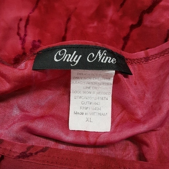 Only Nine Red Tie Dye Floral Womens Top Size XL - Picture 5 of 5